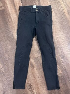 Kids Black Stretch Equestrian Breeches with Knee Patches
